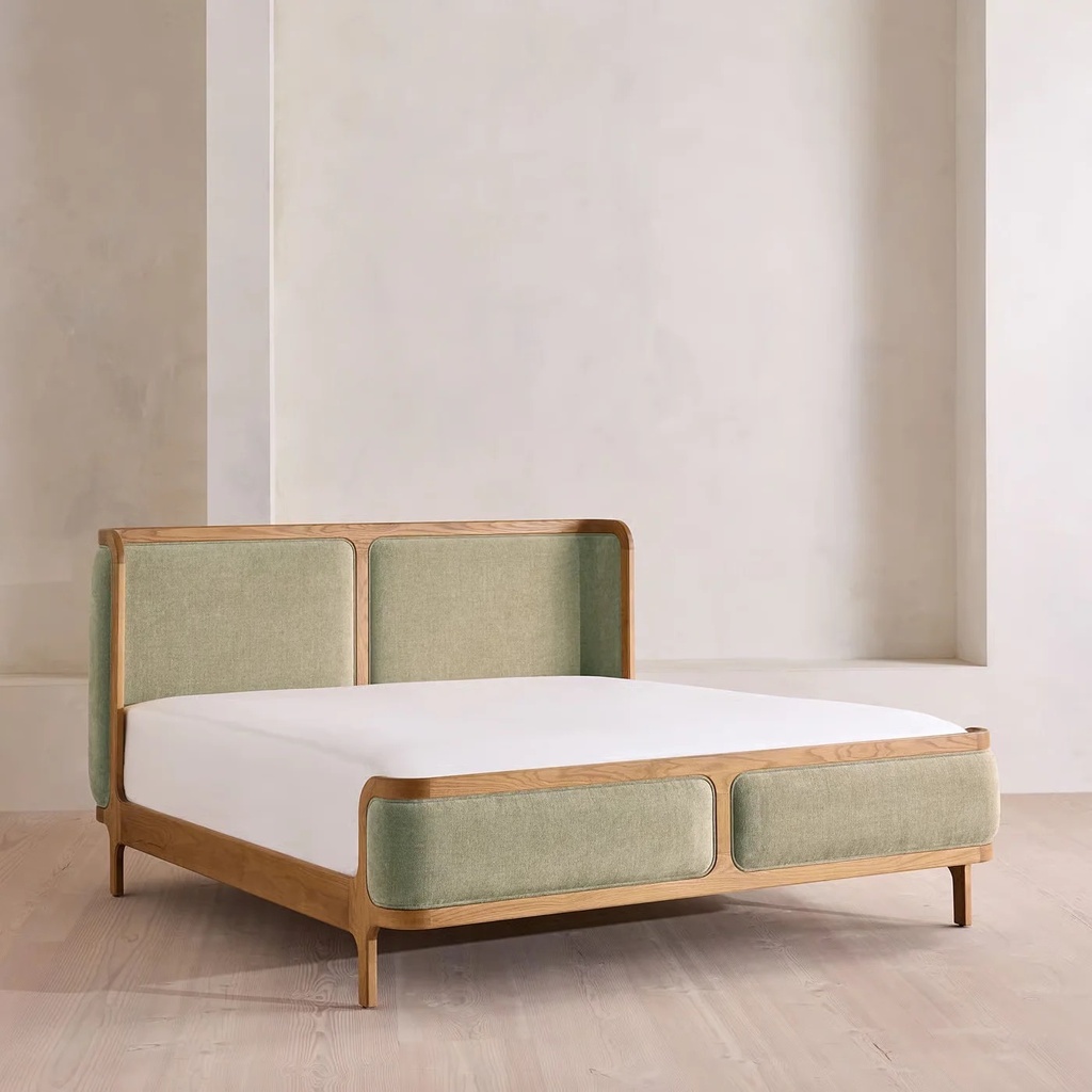 Fabric Upholstered Wooden Bedframe