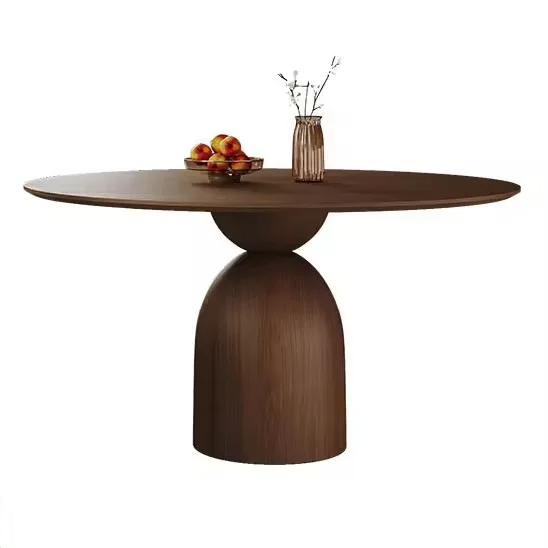 Mid-Century Modern Walnut Round Table (100*100*75 CM)