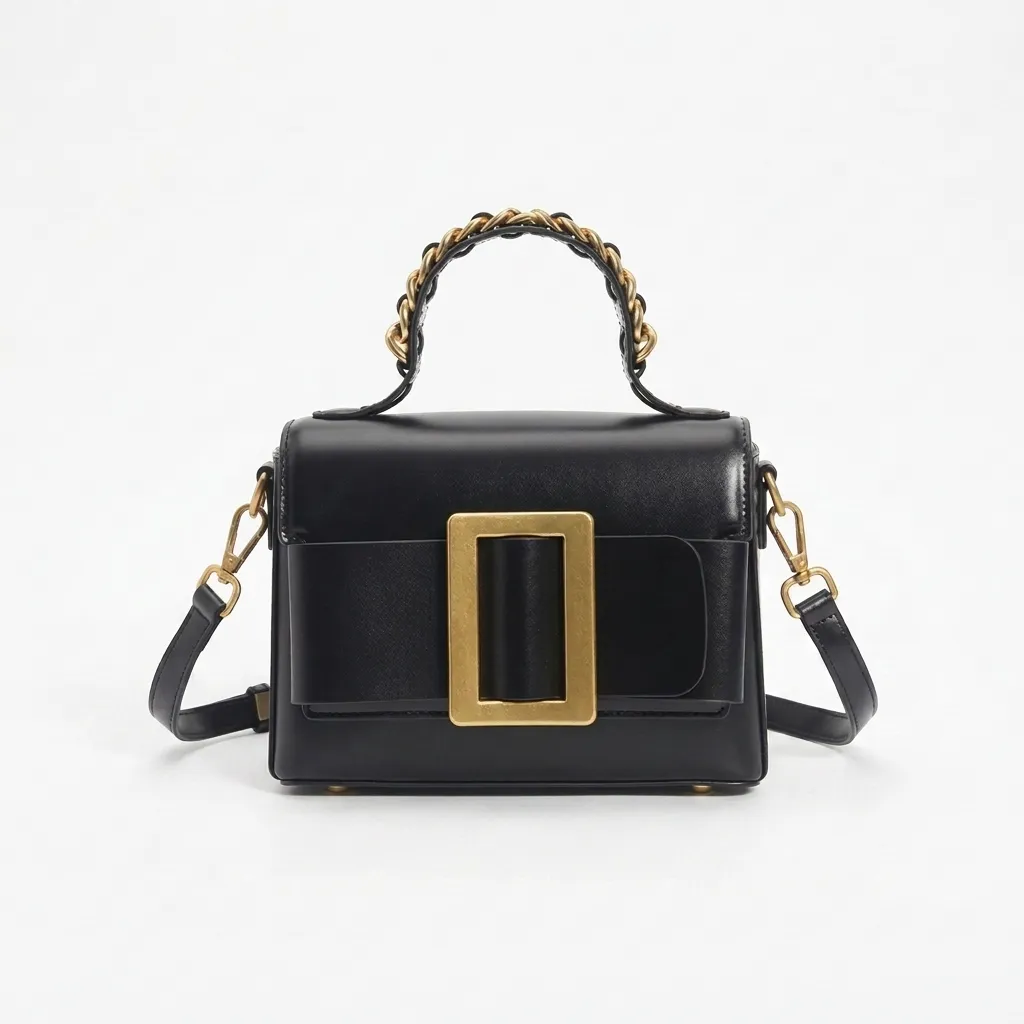 Leather Buckle Bag (BLACK)