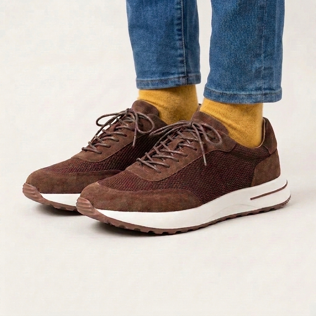 Brown Cow Suede Leather Sneakers (38)
