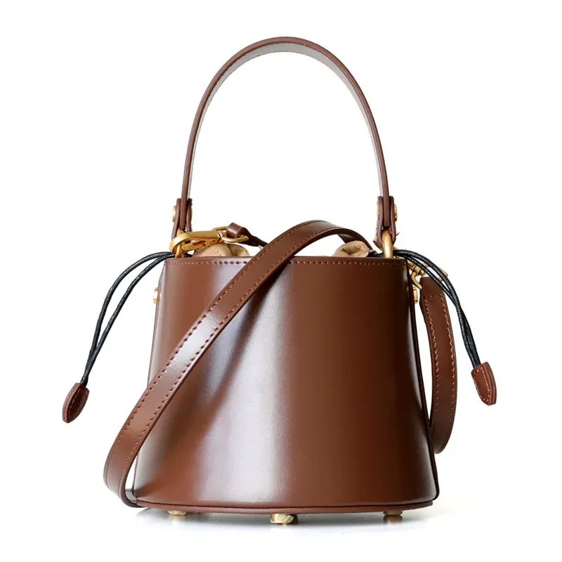 Leather Mini Bucket Handbag