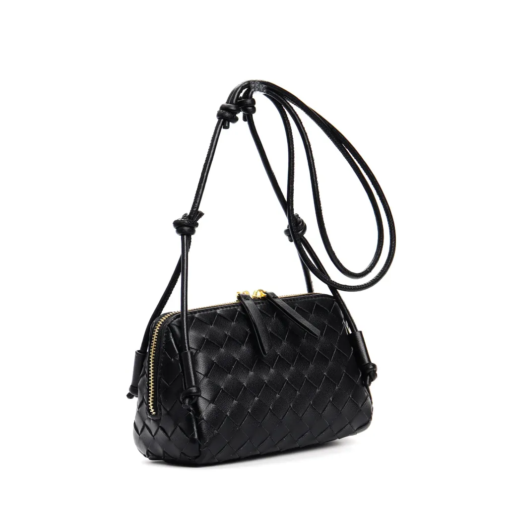 French Cowhide Shoulder Crossbody Genuine Leather Woven Bag