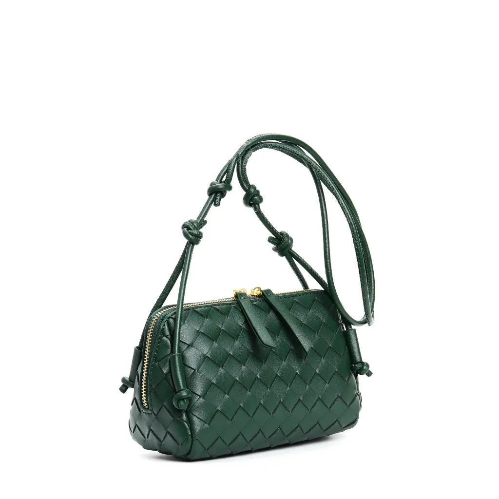 French Cowhide Shoulder Crossbody Genuine Leather Woven Bag