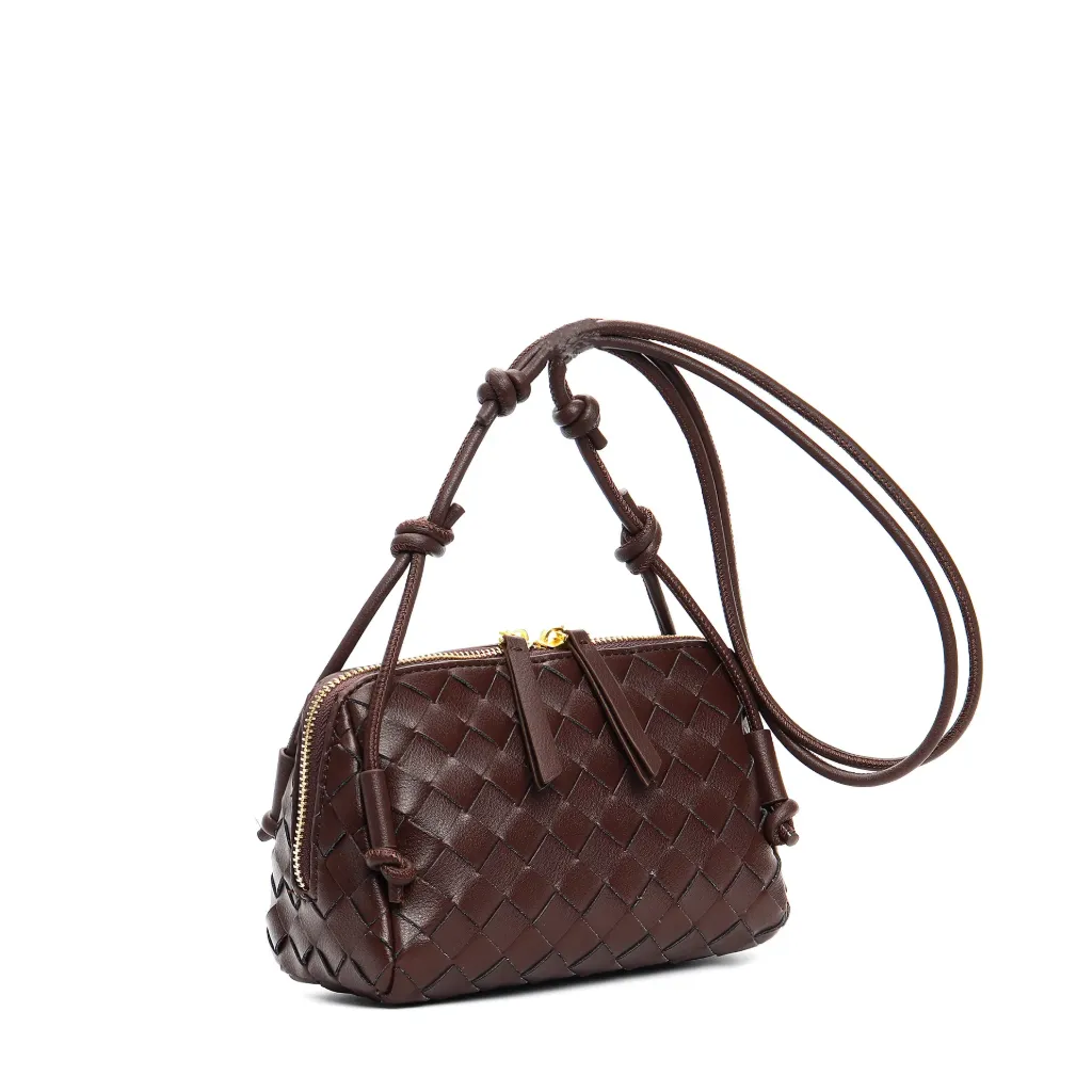 French Cowhide Shoulder Crossbody Genuine Leather Woven Bag